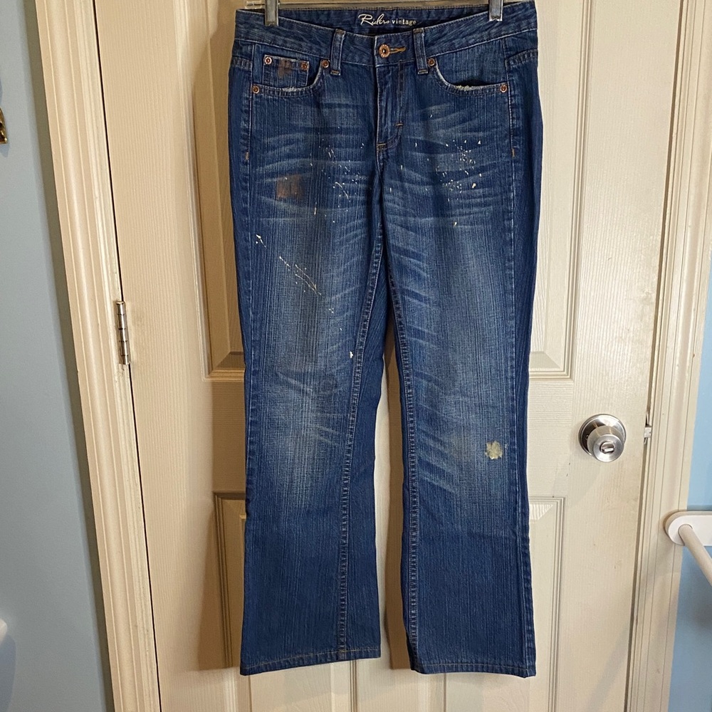 VF Jeanwear  Blue Paint-Splatter Bootcut Jeans